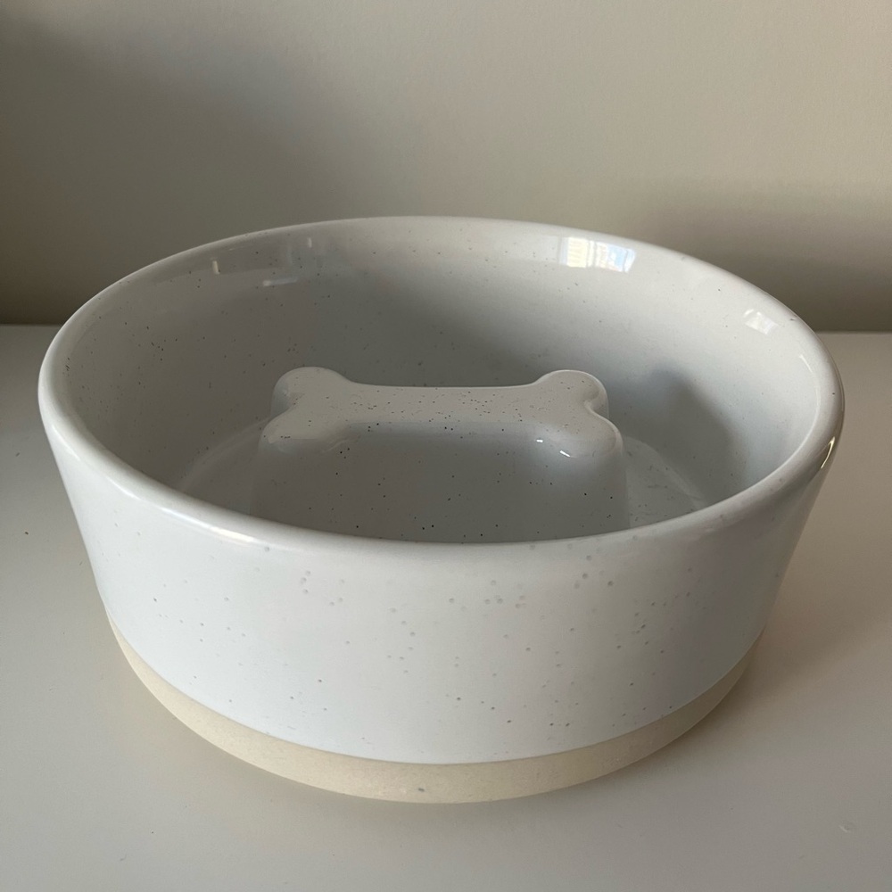 White Ceramic Dog Bowl